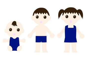 困っている水着を着た子供