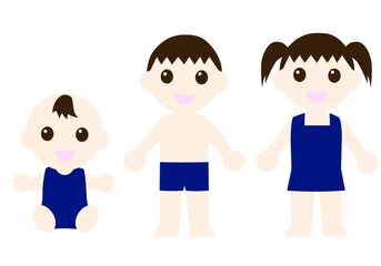 笑っている水着を着た子供