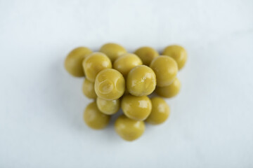 Close up photo of marinated Greek olives