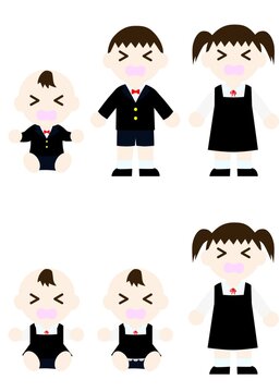 泣いているリボン付きのフォーマルな服を着た子供