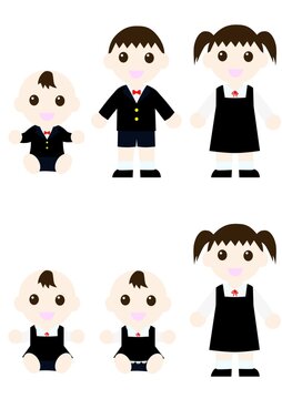 笑っているリボン付きのフォーマルな服を着た子供