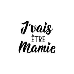 Fototapeta premium I am going to be a granny - in French language. Lettering. Ink illustration. Modern brush calligraphy.