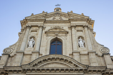 Fototapeta premium Baroque church of Saint Teresa (Chiesa di Santa Teresa alla Kalsa, 1700) in the quarter of the Kalsa, within the historic centre of Palermo. Palermo, Sicily, Italy.