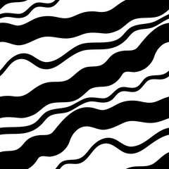 Abstract black and white seamless pattern witn wavy lines