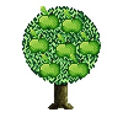 Apple tree pixel art. Vector picture.