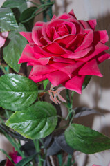 Pink rose. High quality artificial flower. Artificial red rose