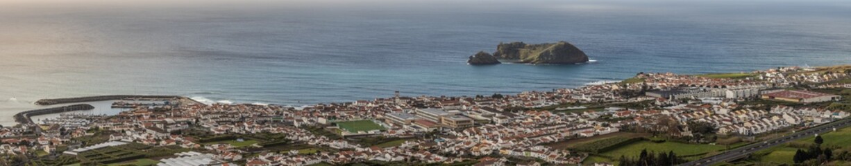 View over Vila Franca, Sao Miguel island, travel destination Azores.