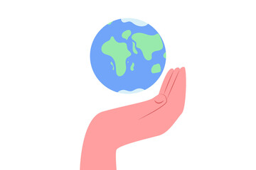the human hand holds the planet earth, the concept of the planet is in our hands
