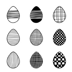 Easter set of doodle eggs illustrations isolated on white background.