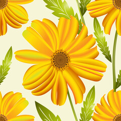 Floral motif seamless background, wallpaper pattern. Vintage flower EPS10 vector.