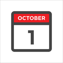 October 1 calendar icon with day of month
