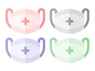 Beautiful illustration of multi-colored masks on a white background. The theme of preserving health and life during a pandemic COVID - 19.