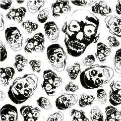 green zombies faces pattern with gradient effects.