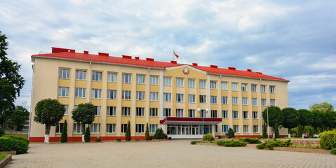 The building of the city and district administration in Chechersk. Gomel region. Belarus