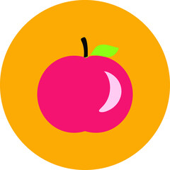 Flat color apple icon on yellow background. Fully editable. Royalty free.	