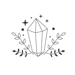 magical crystal in boho style for business card page design