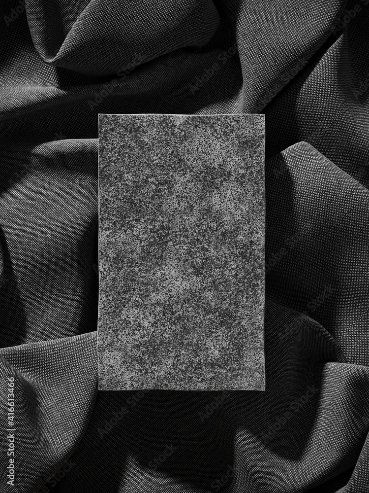 Poster minimal abstract mockup background for product presentation. top view of black stone podium on black