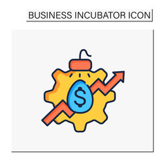 Incubator services color icon. Favorable environment for new businesses. Pointers grow up. Business concept. Isolated vector illustration. 