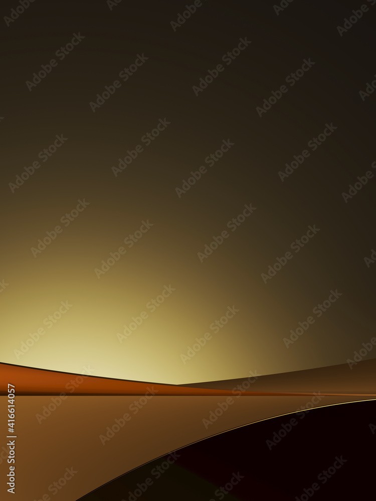 Poster minimal background for branding and product presentation. geometric curve on golden background. 3d r