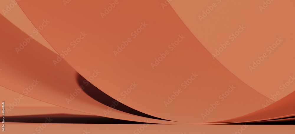 Poster minimal background for branding and product presentation. curve on brick color background. 3d render