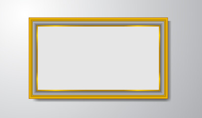 Golden Photo Picture Painting Frame Vector Illustration Isolated on Grey Background