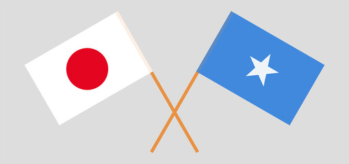 Crossed flags of Japan and Somalia. Official colors. Correct proportion