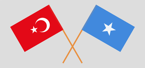 Crossed flags of Turkey and Somalia. Official colors. Correct proportion