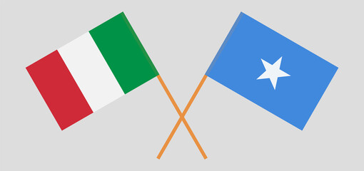 Crossed flags of Italy and Somalia. Official colors. Correct proportion