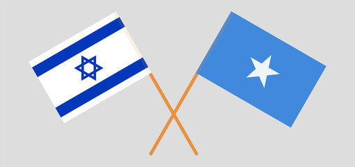 Crossed flags of Israel and Somalia. Official colors. Correct proportion