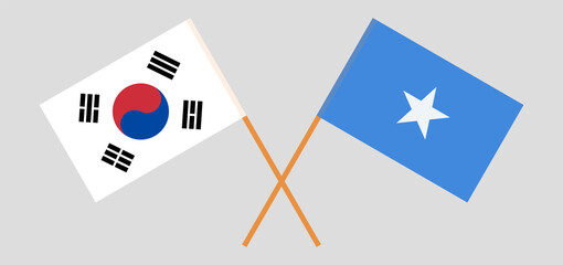 Crossed flags of South Korea and Somalia. Official colors. Correct proportion