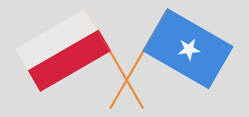 Crossed flags of Poland and Somalia. Official colors. Correct proportion