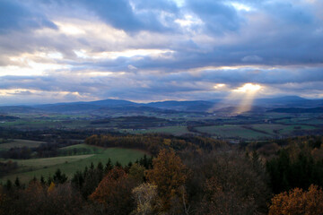 The scenic view over the countriside in southern Bohemia (czech Republic) during the late autumn. 