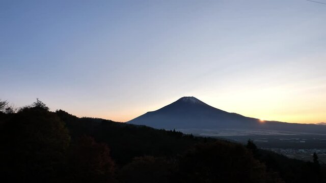 富士山と夕日