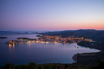 Sunrise on the coast. Adriatic coast.  Croatia. Primošten.