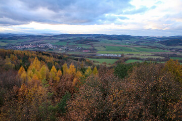 The scenic view over the countriside in southern Bohemia (czech Republic) during the late autumn. 