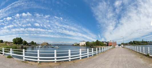 Finland. Helsinki . Beautiful panorama of Suomenlinna island . The ancient fortress of Suomenlinna. Sights Of Helsinki.