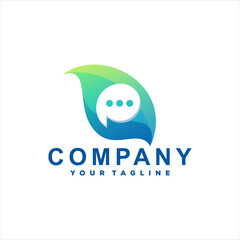 chat leaf gradient logo design