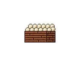 Obraz premium Vegetable shop pixel art. Mushrooms in a wooden crate. Mushrooms, food pixel art icon isolated on white background. Mushroom stall. Showcase with vegetable waste. Vector illustration.