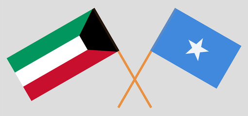 Crossed flags of Kuwait and Somalia. Official colors. Correct proportion
