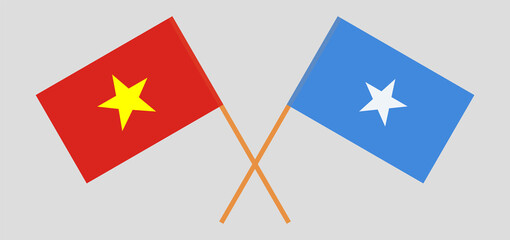 Crossed flags of Vietnam and Somalia. Official colors. Correct proportion
