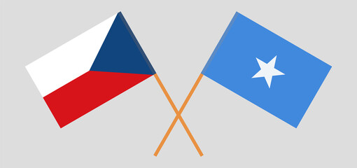 Crossed flags of Czech Republic and Somalia. Official colors. Correct proportion