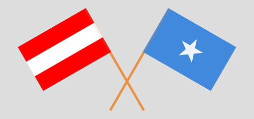 Crossed flags of Austria and Somalia. Official colors. Correct proportion
