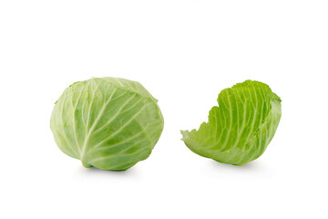 Obraz premium cabbage isolated on white background ,Green leaves pattern