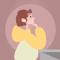 daydreaming girl in a cafe