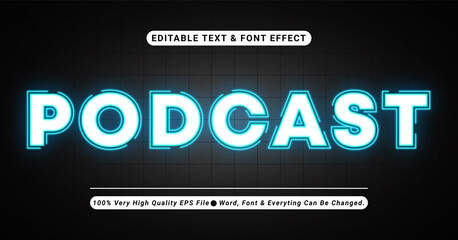 Light Blue Neon Podcast Text Effect, Editable Text Effect