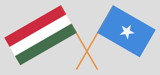 Crossed flags of Hungary and Somalia. Official colors. Correct proportion