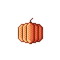 Halloween Pumpkin pixel art. Vector illustration.