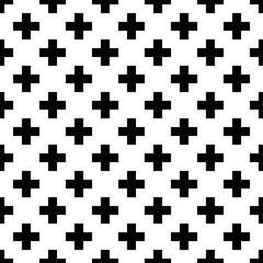 Black and White Repeating Plus Sign Pattern