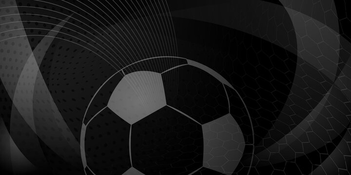 Football or soccer background with big ball in black colors
