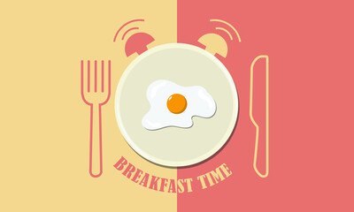 fried egg in plate for breakfast time vector illustration icon